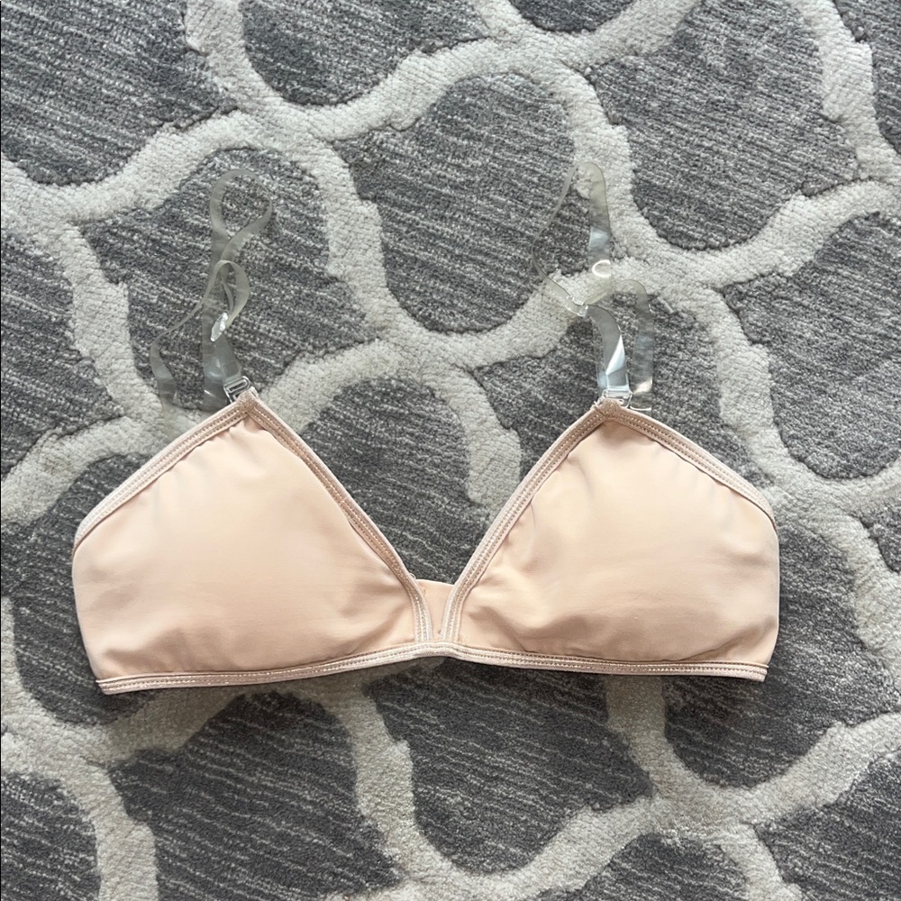 Body Wrappers Nude Wireless Triangle Bralette with Clear Straps
